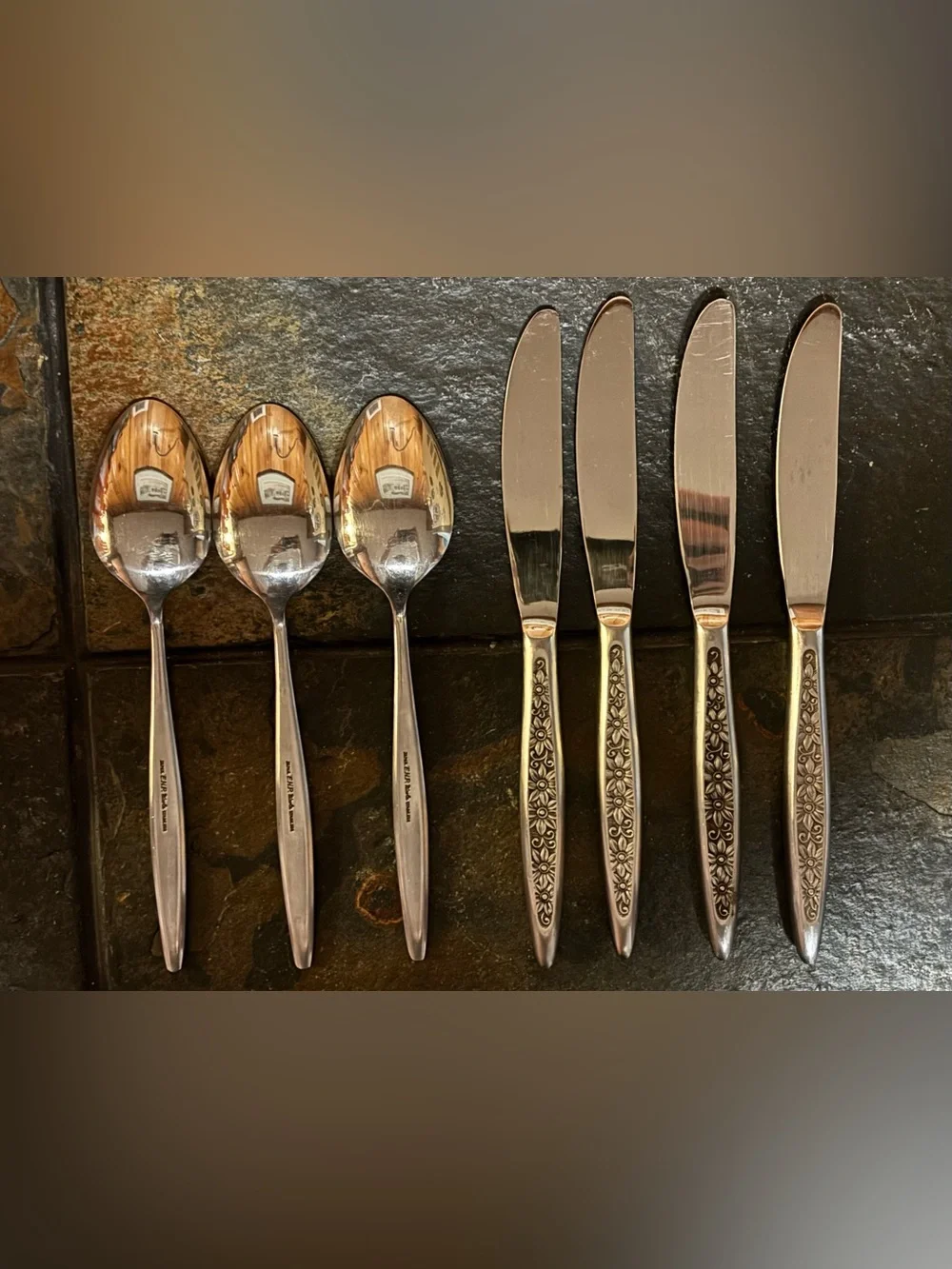 Vintage Ekco Home Products NICOLE Stainless Silverware 7 Pc Lot